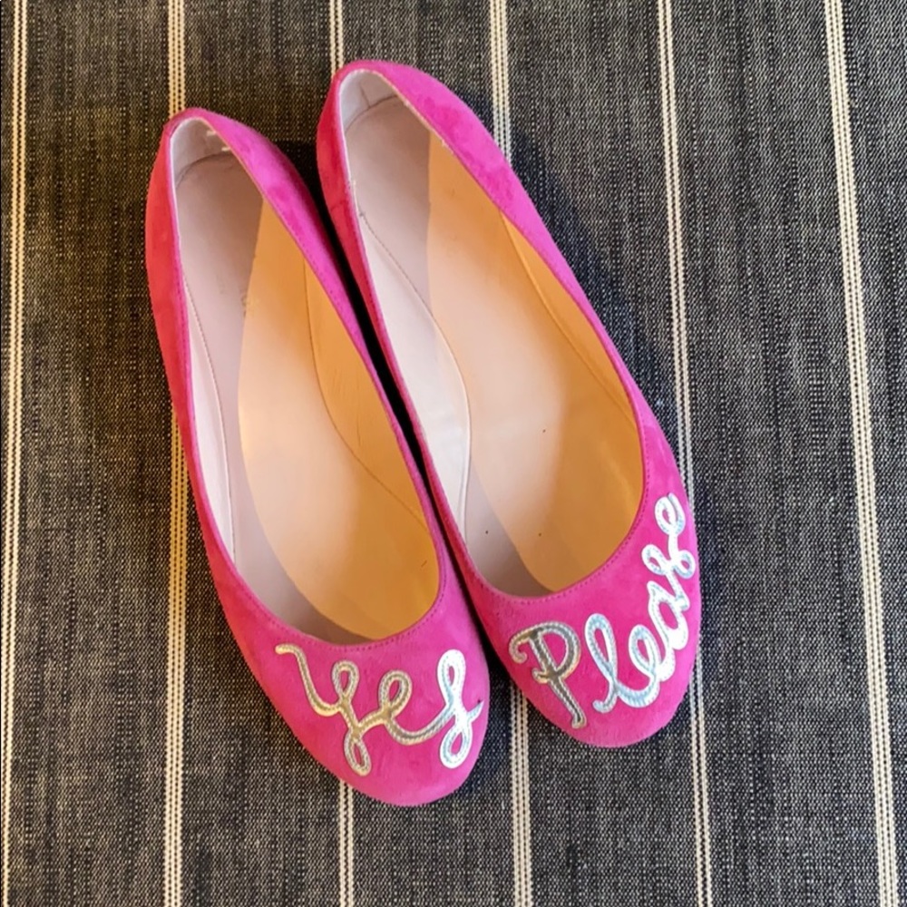 Kate Spade Yes Please pink suede flats Size 9